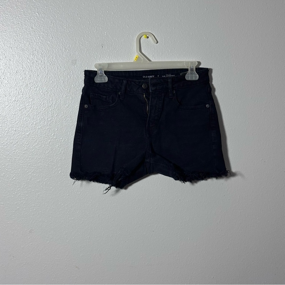 Old Navy Women Denim Black‎ Cut Off Shorts High Rise Size 0.